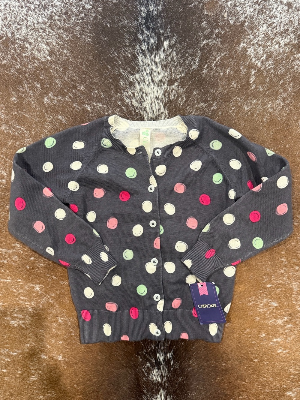 NWT Cherokee Girls Multicolor Polka Dot Cardigan Size 4T